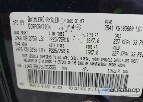 2006 Jeep Liberty Renegade from USA, damaged, VIN 1J4GL38K76W253555